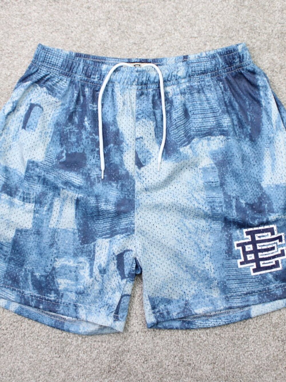 Eric Emanuel EE Basic Shorts Mens Medium Blue Drawstring 5" Athletic Training